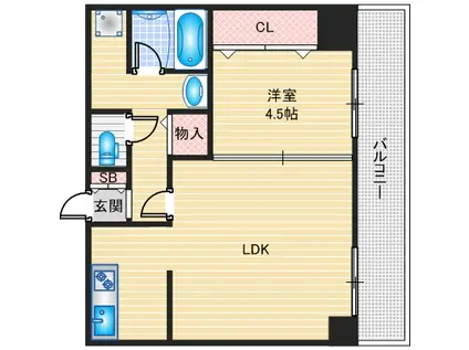 ソレーユ総持寺(1LDK/3階)の間取り写真