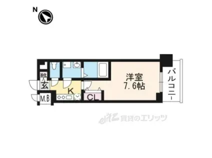 クリスタルグランツ京都西大路411(1K/4階)の間取り写真