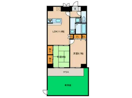 ウィン流山(2LDK/1階)の間取り写真