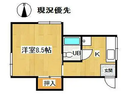 三條アパート(1K/2階)の間取り写真