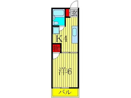 エスポワール高田(1K/1階)の間取り写真