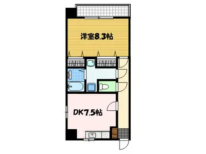 サンロイヤル(1DK/8階)の間取り写真