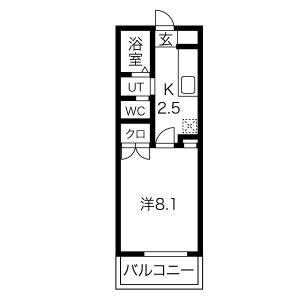 フィオーレ英A(1K/1階)の間取り写真