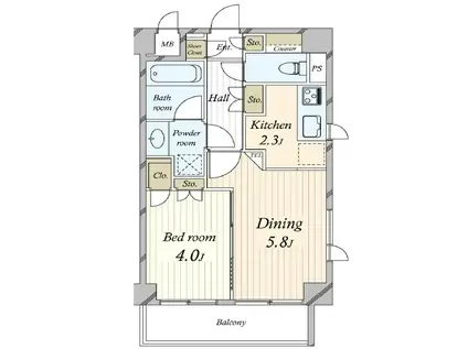 エスポワール南青山(1DK/3階)の間取り写真