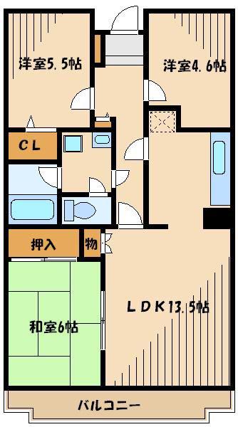 鵜野森グリーンヒルズ(3LDK/1階)の間取り写真