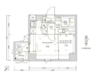 LOG東京スカイツリー(1DK/8階)の間取り写真
