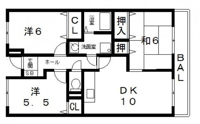 シャンド・フルール(3LDK/2階)の間取り写真
