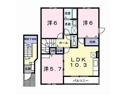 エミアルカテー(3LDK/2階)の間取り写真