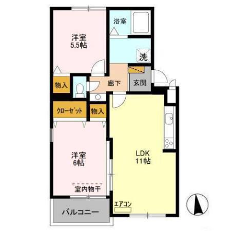 アネシス(2LDK/2階)の間取り写真