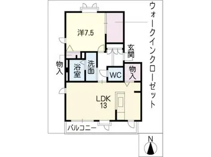グランシード喜多山(1LDK/2階)の間取り写真