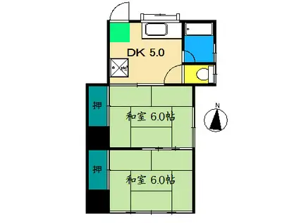 吉本マンション(2DK/2階)の間取り写真