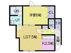 コートフルーレⅡ(1LDK/2階)の間取り写真