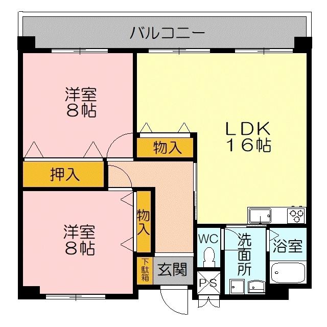 グレイス本生(2LDK/3階)の間取り写真