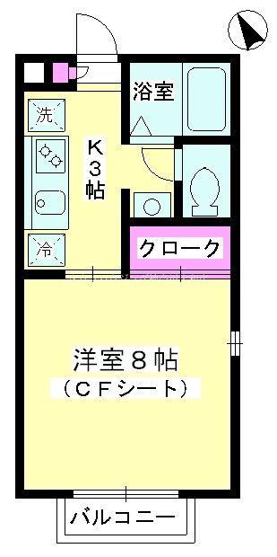 GRACECOURT海老名(1K/2階)の間取り写真
