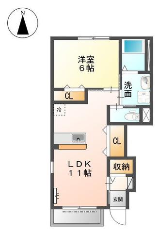 FELICEIII(1LDK/1階)の間取り写真