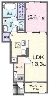 ロードクロジット(1LDK/1階)の間取り写真