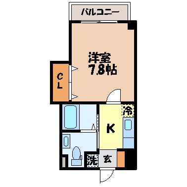 リファレンス長崎大学前(1K/4階)の間取り写真