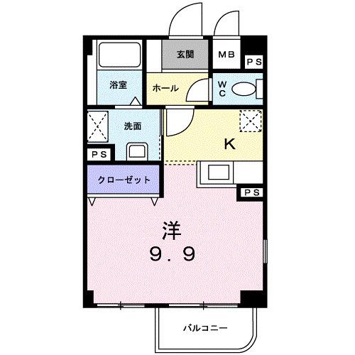 ラフィネ志久(ワンルーム/3階)の間取り写真