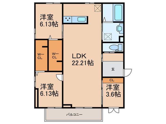 D-ROOM NEXT 諏訪野(3LDK/3階)の間取り写真