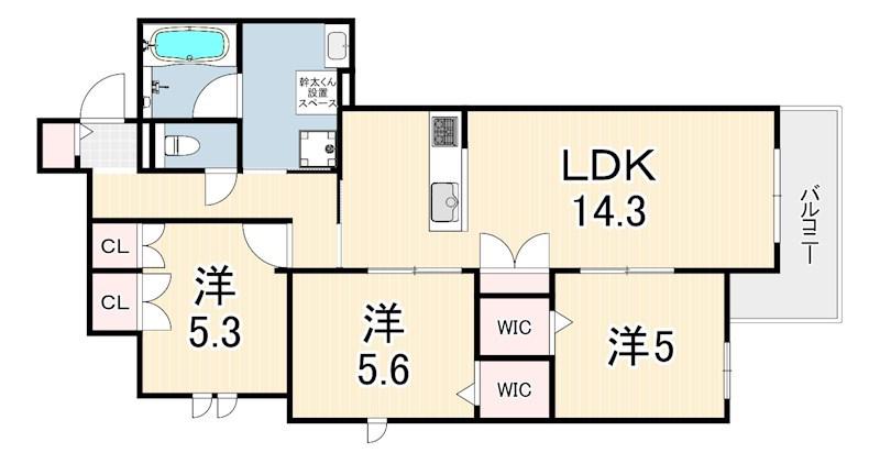 GRAND MASTER 武庫之荘(3LDK/2階)の間取り写真