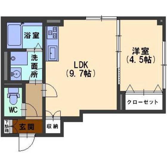 リソル長土塀(1LDK/1階)の間取り写真