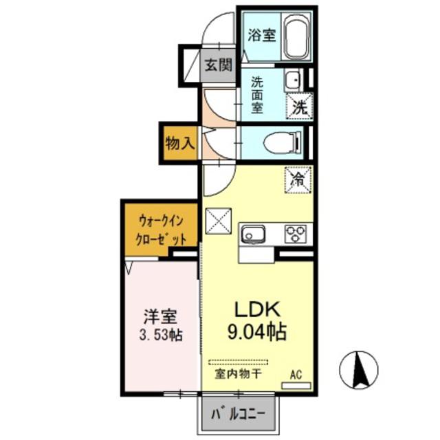 ルピナ B(1LDK/1階)の間取り写真