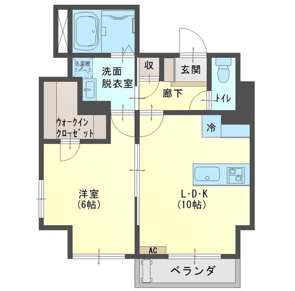 アクシルコート星井町(1LDK/2階)の間取り写真