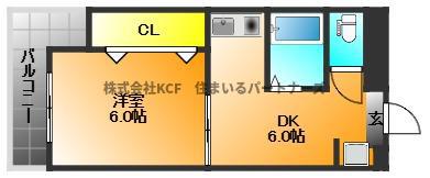 吉武ビル(1DK/4階)の間取り写真