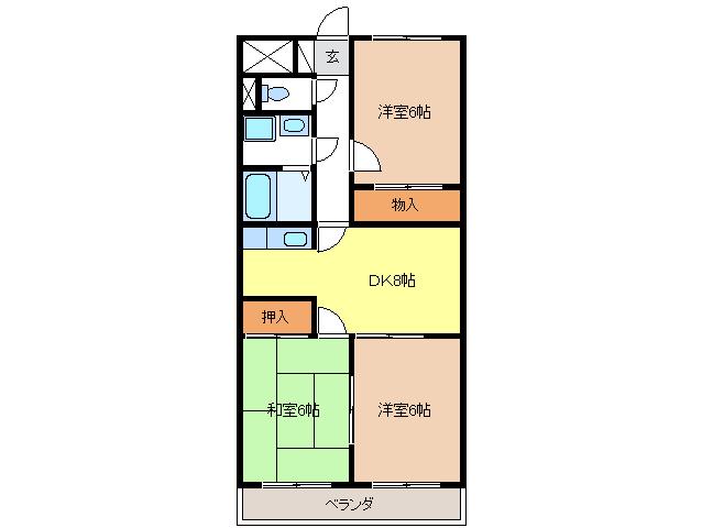 マンションマロンシャンテ(3DK/3階)の間取り写真