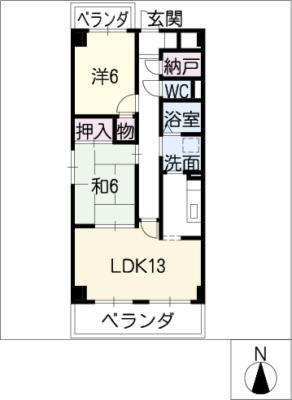 ANNEX長谷川(2LDK/4階)の間取り写真