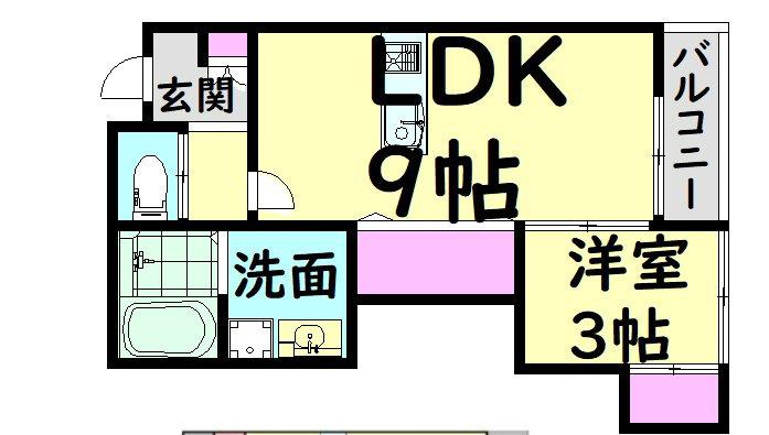 QHOME桑原(1LDK/2階)の間取り写真