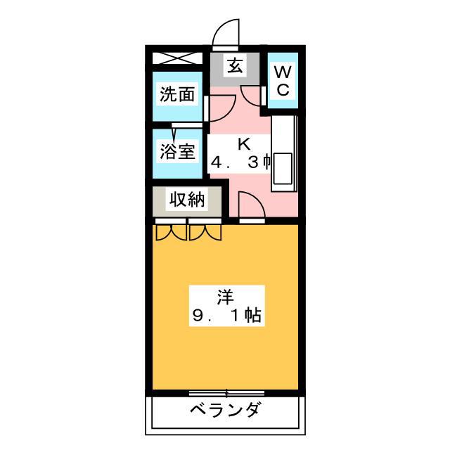 サンフローラ 壱番館(1K/2階)の間取り写真