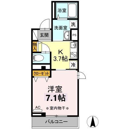 グランディオストゥエーデ(1K/3階)の間取り写真