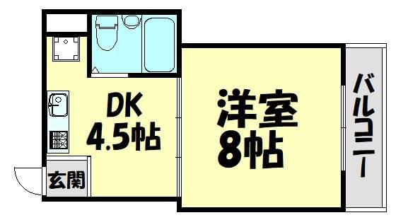 グリシーヌIII(1DK/4階)の間取り写真