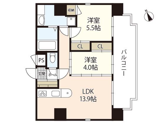 KATAYAMABLD22(2LDK/9階)の間取り写真