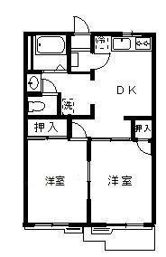 ソリティア B棟(2DK/1階)の間取り写真