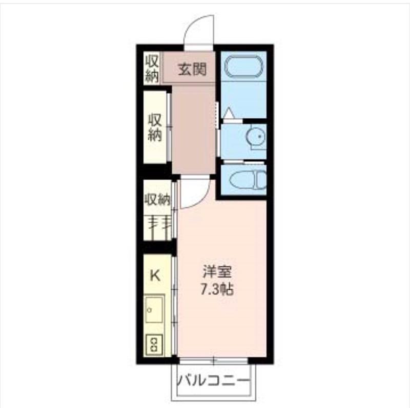 メゾンセントレル(ワンルーム/2階)の間取り写真