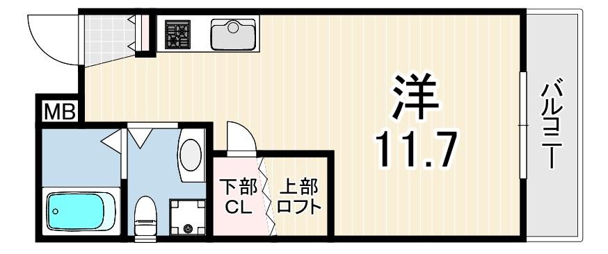イリスアール(ワンルーム/1階)の間取り写真