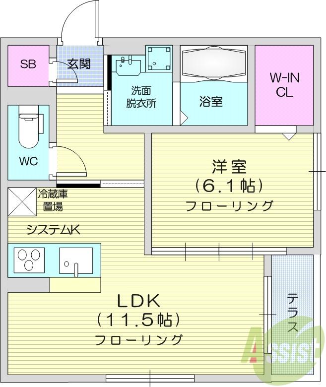 エルタスコ―ト成田町(1LDK/2階)の間取り写真