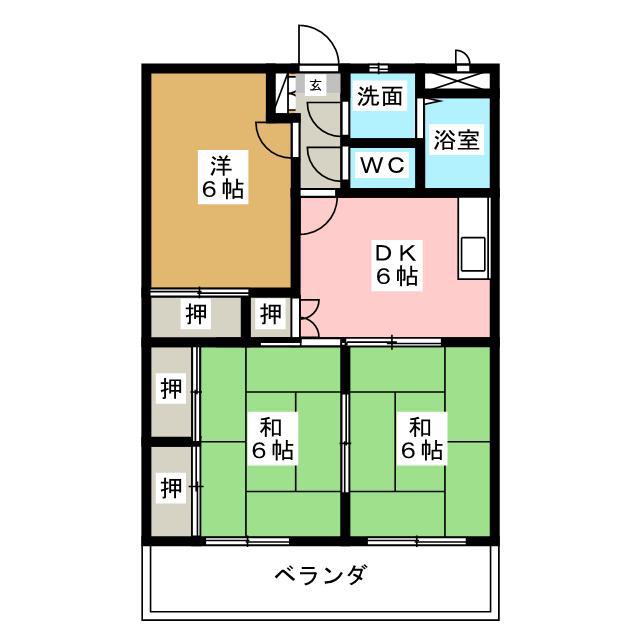 ア・ドリーム多田(3DK/3階)の間取り写真