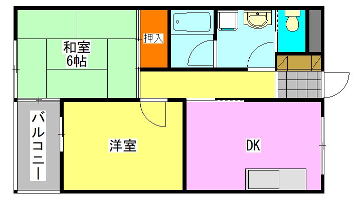 パレスF(2DK/2階)の間取り写真