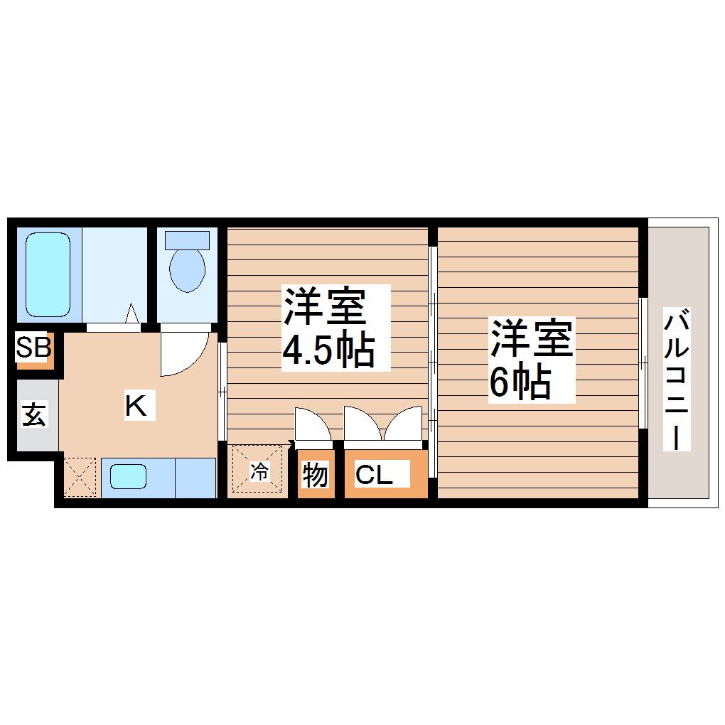 イーグルハイツ小松島I(2K/2階)の間取り写真