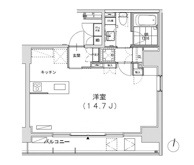 グランディオール広尾テラス(ワンルーム/13階)の間取り写真
