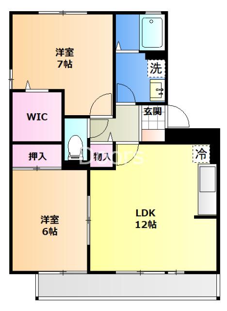 セジュール今B棟(2LDK/3階)の間取り写真