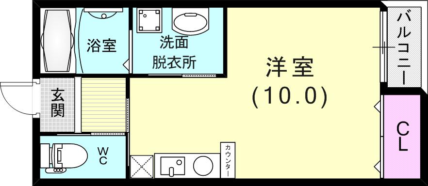 グランシャリオ山本通Ⅱ(ワンルーム/1階)の間取り写真