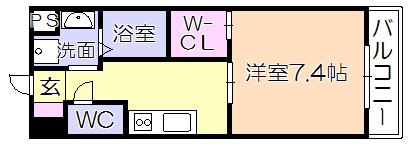 ALETTA合川町(1K/6階)の間取り写真