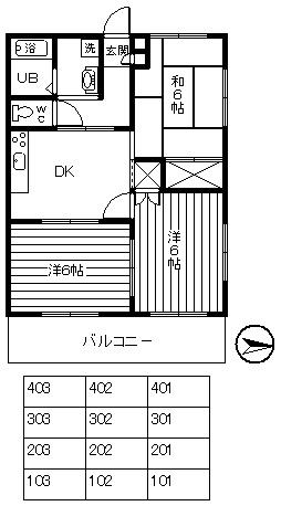 ミヤマハイツII(3DK/1階)の間取り写真