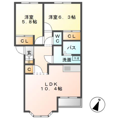 ポラリス(2LDK/1階)の間取り写真