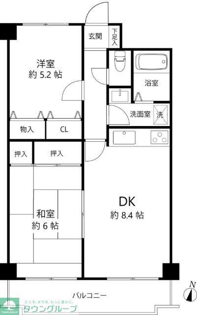 TS GARDEN藤沢長後(2DK/3階)の間取り写真