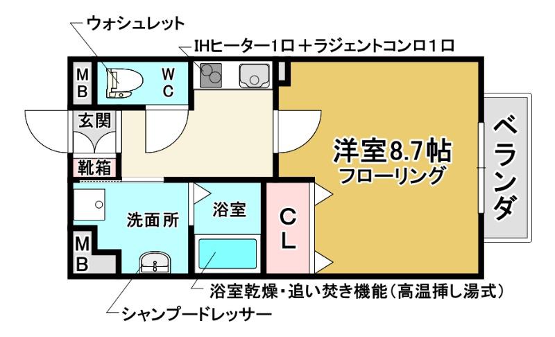 ハーモニー2(1K/2階)の間取り写真